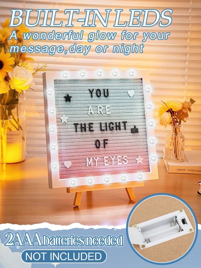 Alt view image 3 of 7 - 10×10" Light up Felt Letter Board with Changeable Letters & Tripod Custom Message Sign, Will You Be My Girlfriend/Baby Announcement/Pregnancy/Birthday/Halloween Decor, Gradient