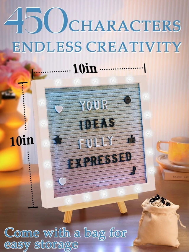 Alt view image 4 of 7 - 10×10" Light up Felt Letter Board with Changeable Letters & Tripod Custom Message Sign, Will You Be My Girlfriend/Baby Announcement/Pregnancy/Birthday/Halloween Decor, Gradient