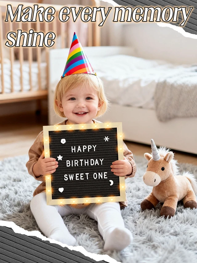 Alt view image 5 of 7 - 10×10" Light up Felt Letter Board with Changeable Letters & Tripod Custom Message Sign, Will You Be My Girlfriend/Baby Announcement/Pregnancy/Birthday/Halloween Decor, Black