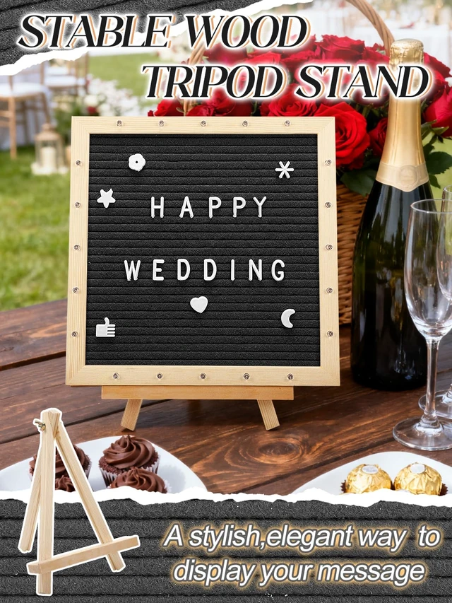 Alt view image 6 of 7 - 10×10" Light up Felt Letter Board with Changeable Letters & Tripod Custom Message Sign, Will You Be My Girlfriend/Baby Announcement/Pregnancy/Birthday/Halloween Decor, Black