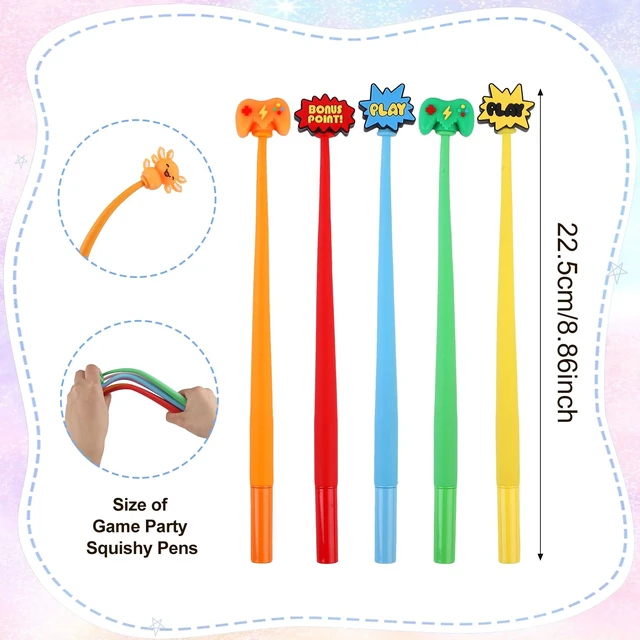 Alt view image 3 of 7 - 30 PCS Video Game Party Favors, Cute Pens Game Gifts Black ink, soft silicone toppers, Prize kids for classroom rewards, boy birthday party favors