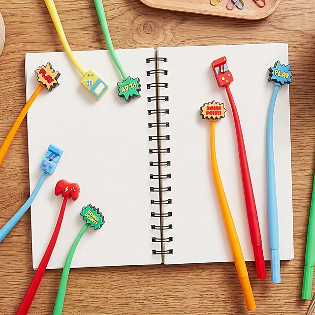 Alt view image 6 of 7 - 30 PCS Video Game Party Favors, Cute Pens Game Gifts Black ink, soft silicone toppers, Prize kids for classroom rewards, boy birthday party favors