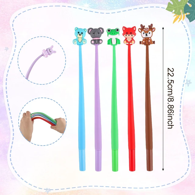 Alt view image 3 of 7 - 30 Pack Safari Animal Pens, Cute Silicone Prize Pens Soft Silicone Grip, Swinging Animal Toppers, Smooth Writing, Classroom Prizes, Party Favors for Kids 8-12