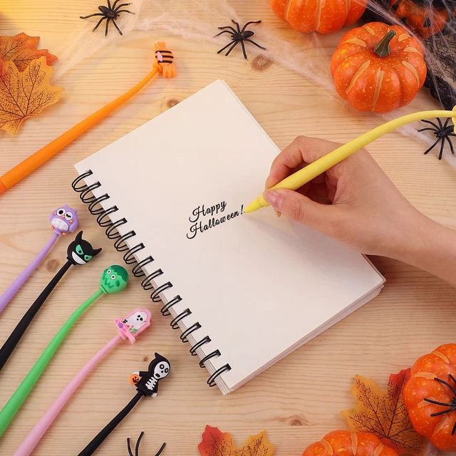 Alt view image 5 of 7 - 30 PCS Halloween Fun Pens, Cute Pens Gifts Bulk Black ink, soft silicone toppers, Halloween goodie bags stuffer, Prize kids for classroom rewards
