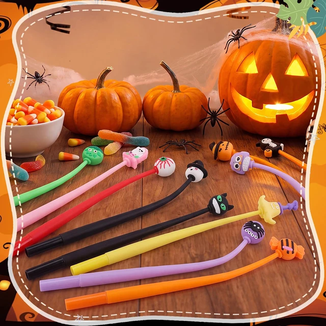 Alt view image 6 of 7 - 30 PCS Halloween Fun Pens, Cute Pens Gifts Bulk Black ink, soft silicone toppers, Halloween goodie bags stuffer, Prize kids for classroom rewards