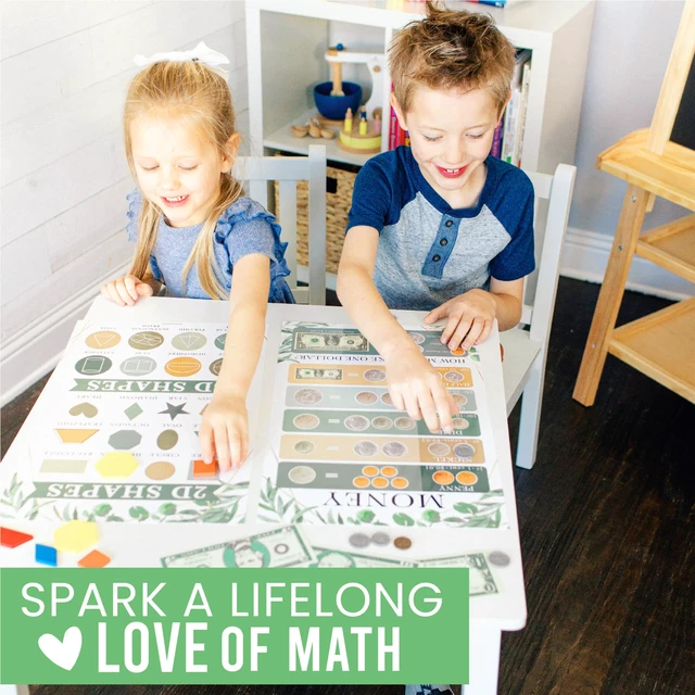 Alt view image 2 of 7 - Math Posters for Elementary School - Place Value Chart for Classroom Wall Geo Greenery Math Educational Posters, Multiplication Chart Poster for Middle School, Classroom Decor
