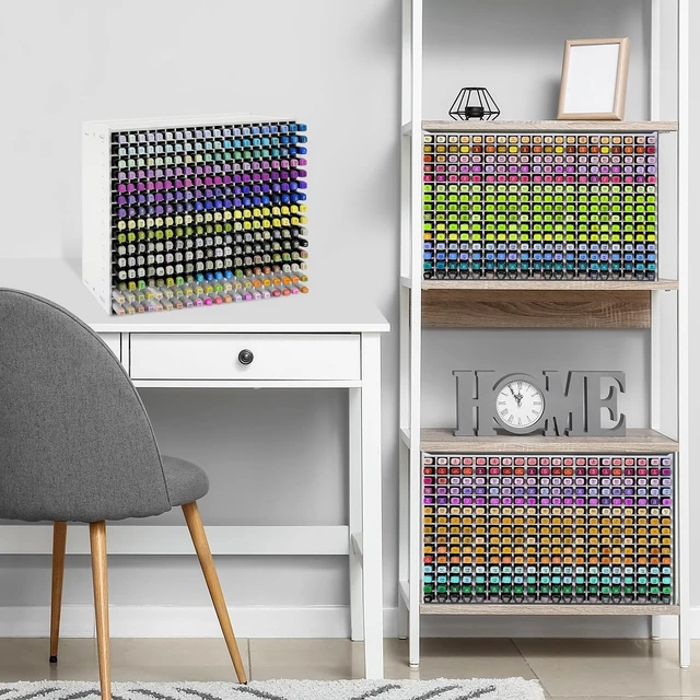 Alt view image 3 of 5 - Marker Organizer,300 Slots Marker Storage Organizer with Divider Marker Holder,Adjustable Marker Rack for Pens,Colored Pencils,Art Brushes,Home Office Art Room and Classroom Desk Organizer