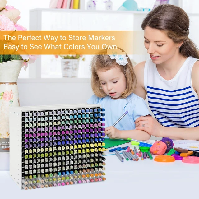 Alt view image 5 of 5 - Marker Organizer,300 Slots Marker Storage Organizer with Divider Marker Holder,Adjustable Marker Rack for Pens,Colored Pencils,Art Brushes,Home Office Art Room and Classroom Desk Organizer