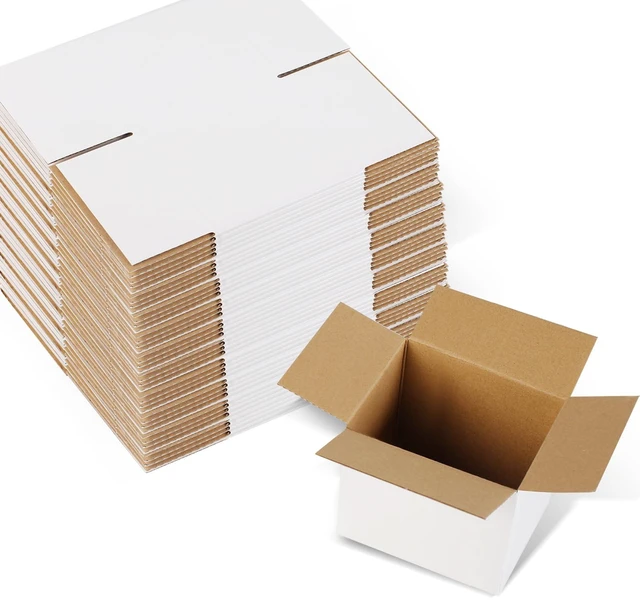 Main image of Shipping Boxes,8x6x4inches 40 PCS Shipping Boxes,White Corrugated Cardboard Boxes for Packing, Mailing, Moving,Gifts & Storage,Heavy-DutyWhite