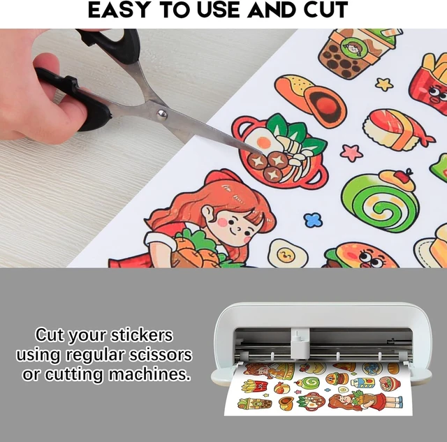 Alt view image 5 of 7 - 8.5x11 Printable Vinyl Sticker Paper, 60 Matte White Sheets Matte White Surface, for Inkjet Printers, Compatible With Cutting Machines, Labels, Decals & Craft Projects