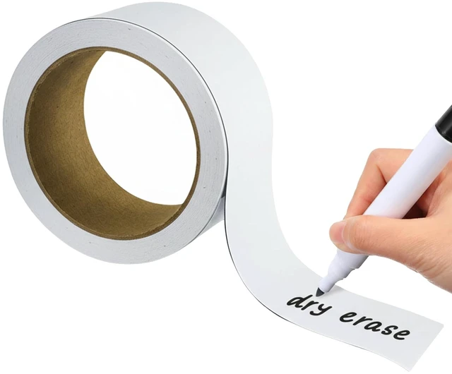 Main image of Magnetic Strip, Magnetic Tape, Magnet Tape, Dry Erase Label 2 in x 50 Ft Magnet Roll, Strips for White Board, Write On Labels, Whiteboard Sheet, Dry Erase Sheet, Writable, Wipe Off, Blank