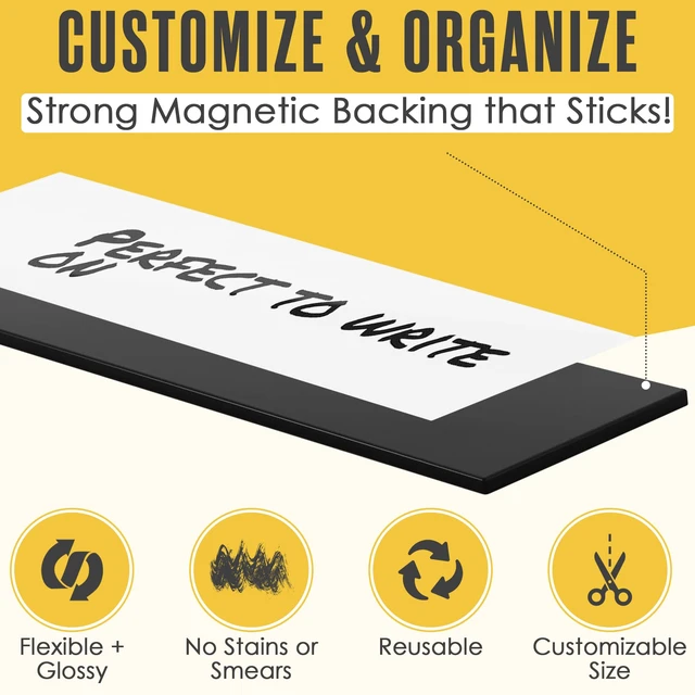 Alt view image 3 of 7 - Magnetic Strip, Magnetic Tape, 3 in x 50 Ft, Blank Strips for White Board Magnet Tape, Magnet Roll, Dry Erase Label, Write On Labels, Whiteboard Sheet, Dry Erase Sheet, Writable, Wipe Off