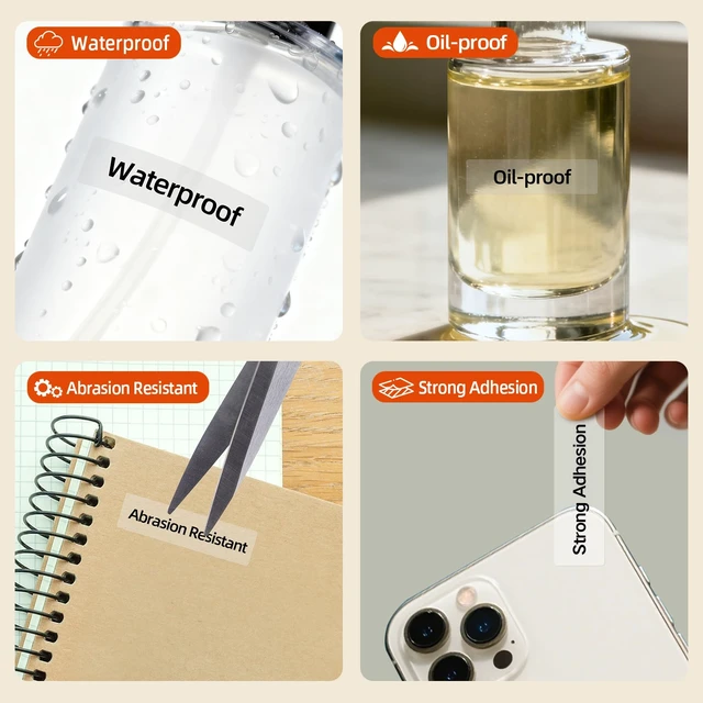 Alt view image 4 of 6 - Genuine X1 Label Maker Tape, 14×40mm, 3-Roll, Transparent Pre-cut Thermal Labels, Easy Tear off, BPA-Free, Strong Adhesion, Water-Proof & Oil-Proof, Great for School, Office, Home