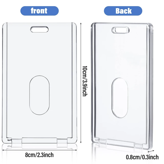 Alt view image 2 of 7 - 90 Pcs Hard Plastic Badge Holder Vertical Clear ID Badge Holders Acrylic Heavy Duty Id Card Holder, Waterproof Transparent Heavy Duty Protector Case, for Office School Hospital Lanyard