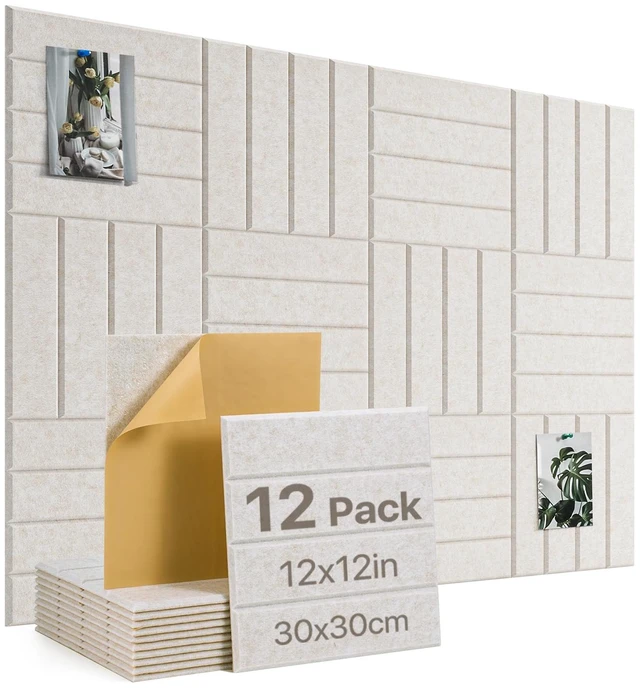 Main image of Cork Board, 48"x36" Felt Bulletin Board with Self Adhesive Camel Cork Boards for Office, 12 Pack Pin Boards For Walls, Use in Bedroom Home Classroom Decor