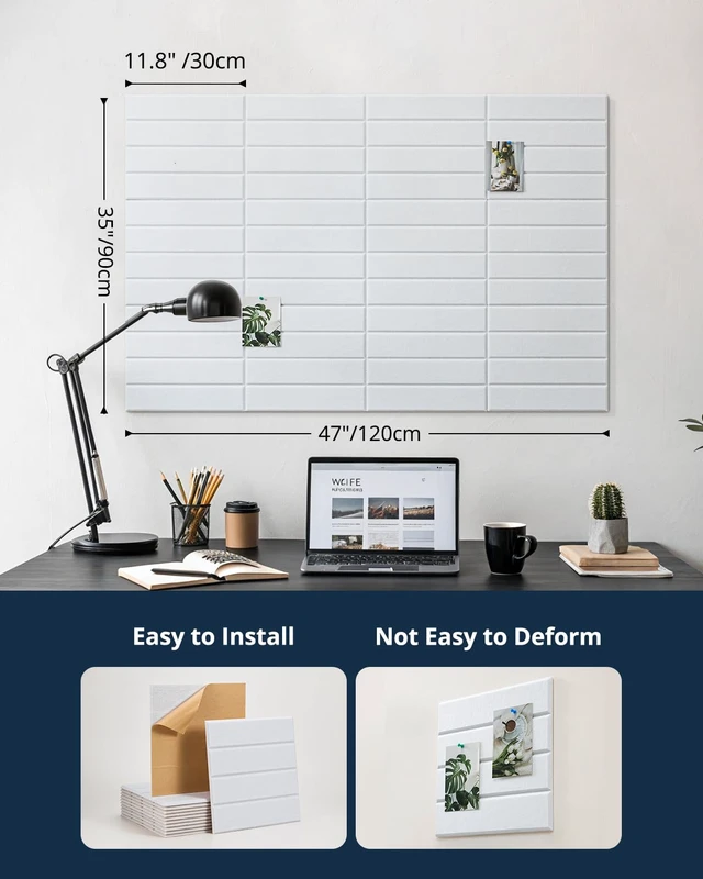 Alt view image 2 of 7 - Cork Board, 48"x36" Felt Bulletin Board with Self Adhesive White Cork Boards for Office, 12 Pack Pin Boards For Walls, Use in Bedroom Home Classroom Decor