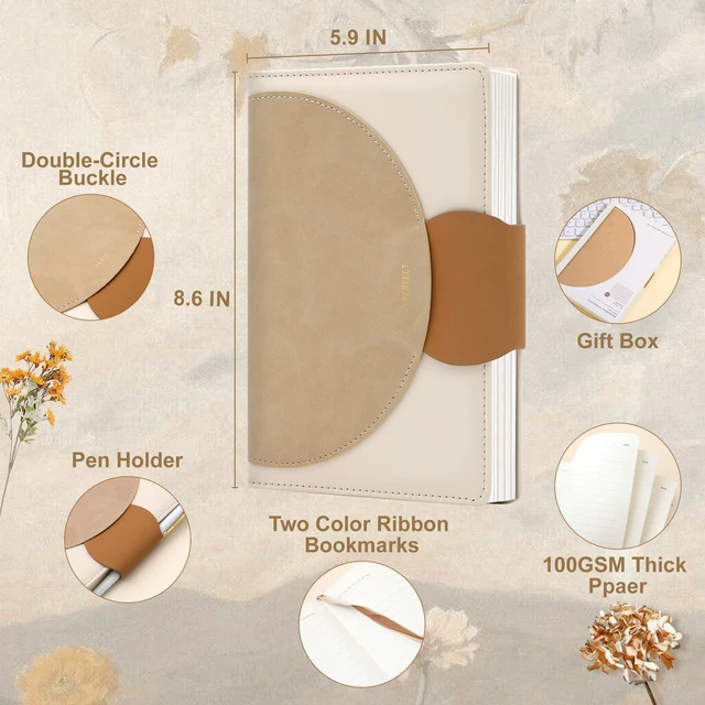 Alt view image 3 of 7 - Journal for Women Leather Journaling Notebooks Hardcover Diary Brown Buckle Closure, A5 Journals for Writing, 100 GSM Lined Journal for Business Work School, Note Taking, 5.9" x8.5"