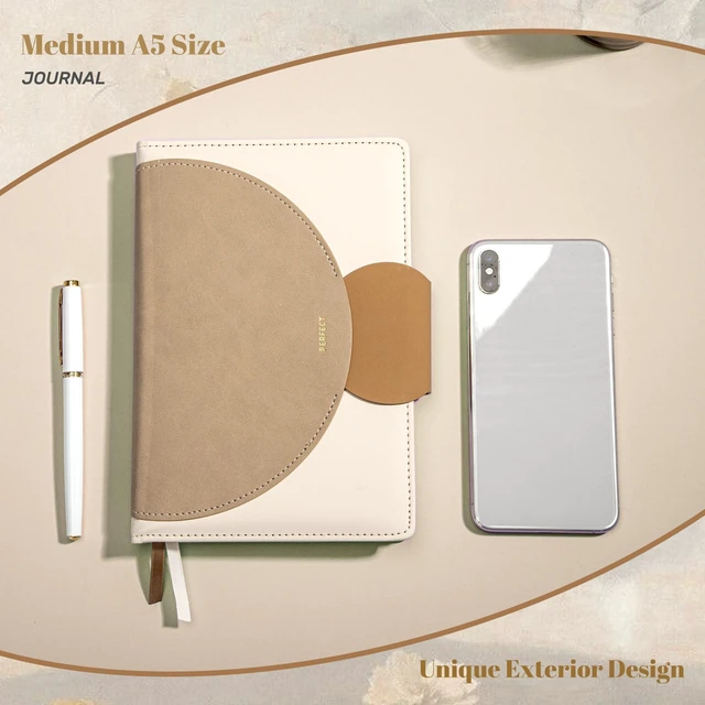 Alt view image 6 of 7 - Journal for Women Leather Journaling Notebooks Hardcover Diary Brown Buckle Closure, A5 Journals for Writing, 100 GSM Lined Journal for Business Work School, Note Taking, 5.9" x8.5"