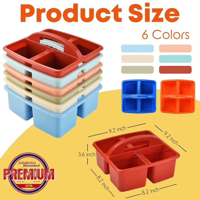 Alt view image 2 of 7 - Plastic Classroom Caddy Organizer with Handle, 6-Pack 4 Compartments Teacher Supply Storage Caddy for Classroom, Table, Desk, Office, Art Crafts - Macaroon