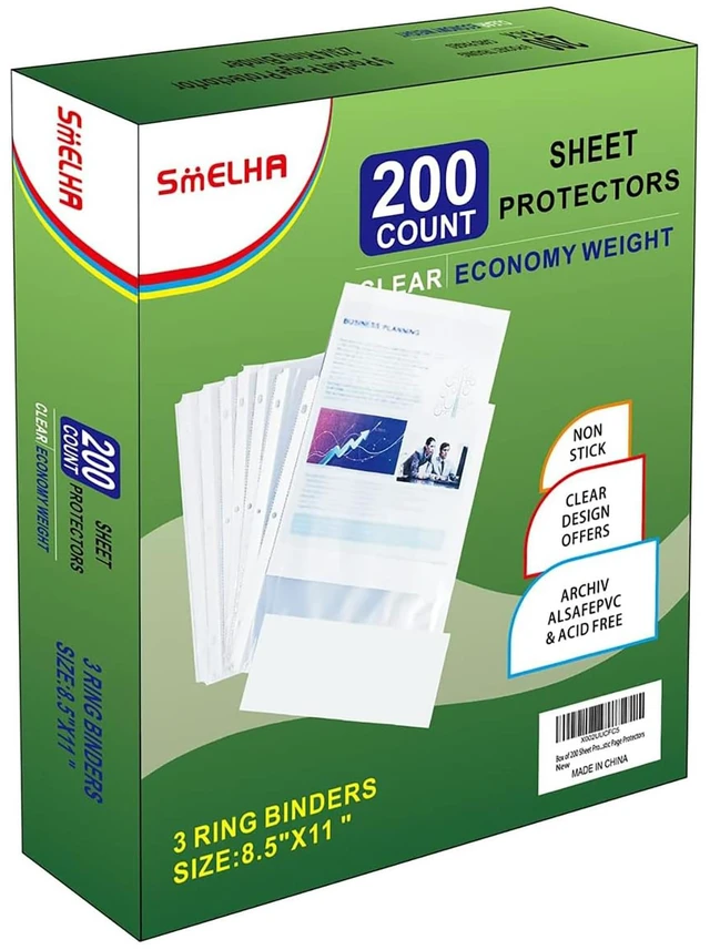 Main image of Sheet Protectors 200 Page,Page Protector 8.5" x 11" Upgraded Clear Plastic Page Protectors,for 3 Ring Binder, Top Loading Paper Protector with Reinforced Holes,Holds Multiple SheetsLetter Size