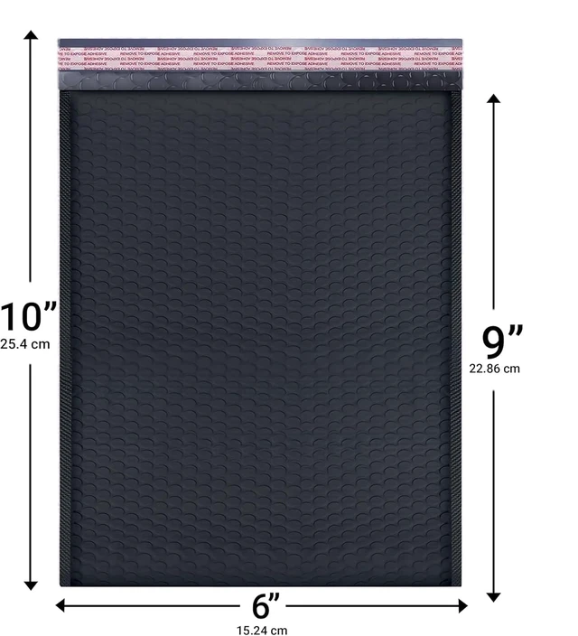 Alt view image 2 of 6 - Poly Bubble Mailers 6x10 250 Pack Usable Size 6x9 Black Waterproof Self Seal Adhesive Shipping Bags, Cushioning Padded Envelopes for Shipping, Mailing,Small Business Supplies