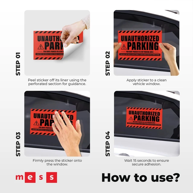 Alt view image 6 of 7 - Tow Warning Stickers Hard to Remove, Red Unauthorized Parking, 8x5 100 pk