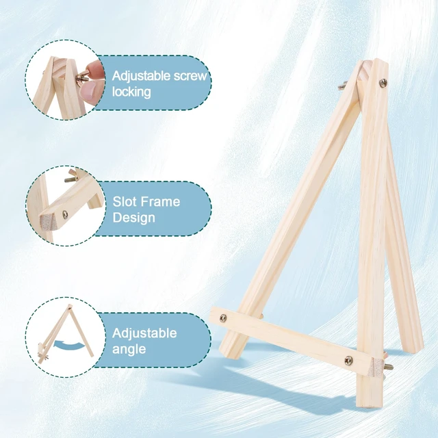 Alt view image 4 of 7 - 24 Pack 9 Inch Easel for Painting, Wooden Easel Stand Canvas Stand Smooth Wood, Folds Flat for Storage, for Canvases, Photos, Signs, Weddings, Classrooms, Home Décor