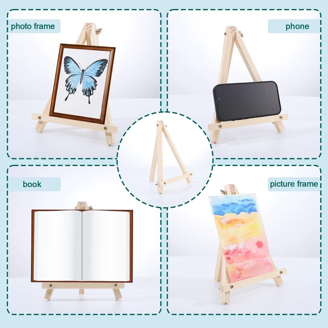 Alt view image 6 of 7 - 24 Pack 9 Inch Easel for Painting, Wooden Easel Stand Canvas Stand Smooth Wood, Folds Flat for Storage, for Canvases, Photos, Signs, Weddings, Classrooms, Home Décor