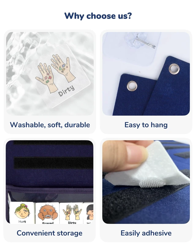 Alt view image 3 of 7 - Feelings Chart for Kids, Calm Down Corner & SEL Classroom Tool Visual emotion board with feelings and needs cards helps kids express emotions and supports SEL, autism, daycare and home