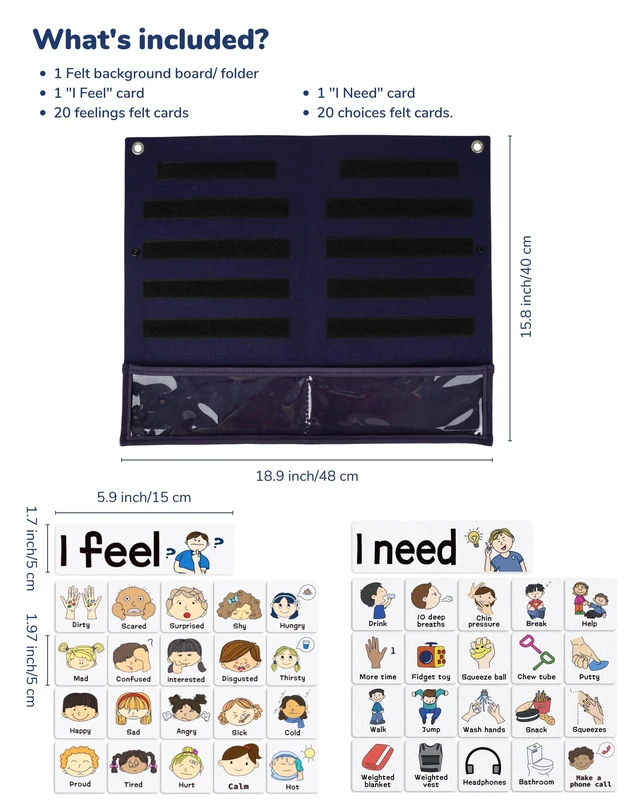 Alt view image 4 of 7 - Feelings Chart for Kids, Calm Down Corner & SEL Classroom Tool Visual emotion board with feelings and needs cards helps kids express emotions and supports SEL, autism, daycare and home