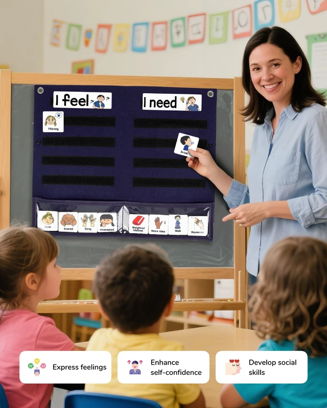 Alt view image 5 of 7 - Feelings Chart for Kids, Calm Down Corner & SEL Classroom Tool Visual emotion board with feelings and needs cards helps kids express emotions and supports SEL, autism, daycare and home