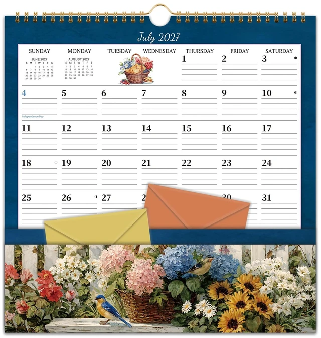 Main image of 2027 Calendar - 2027 Wall Calendar with Pocket January 2027 to December 2027, 12'' x 12'' Monthly Calendars for Home, Office, School