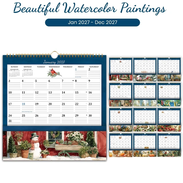 Alt view image 2 of 7 - 2027 Calendar - 2027 Wall Calendar with Pocket January 2027 to December 2027, 12'' x 12'' Monthly Calendars for Home, Office, School