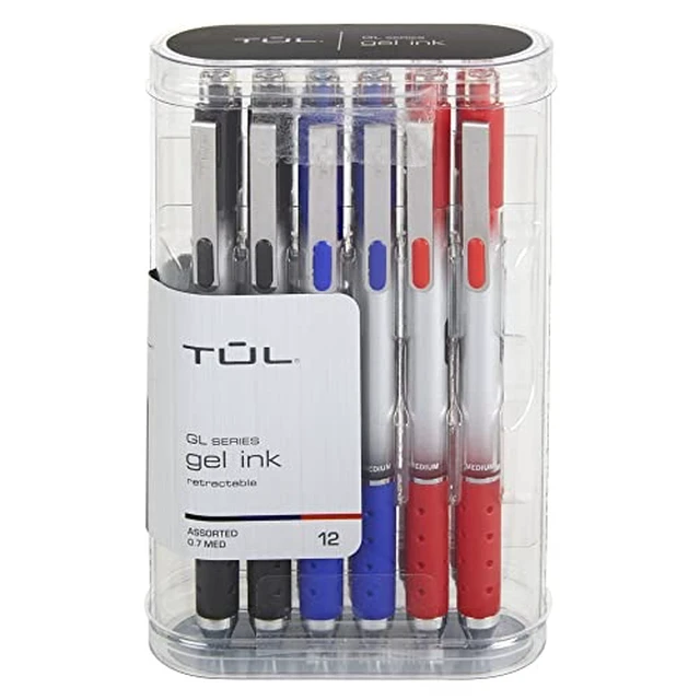 Alt view image 5 of 7 - ® GL Series Retractable Gel Pens, Medium Point, 0.7 mm, Silver Barrel, Assorted Business Inks, Pack Of 12 Pens