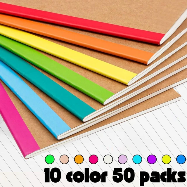 Alt view image 3 of 7 - 50 Pack A5 Lined Kraft Notebook Journals 8.3x5.5 InTravel Journals Notebooks BulkSubject Notebooks 30 Sheets 60 Pages for Writing School Office Supplies (Multicolor Lined-50 Pack)
