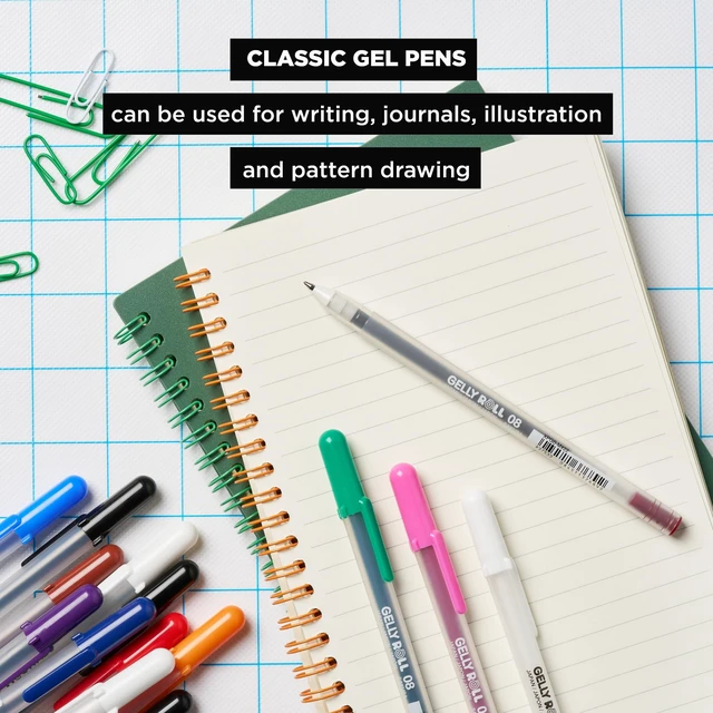 Alt view image 4 of 7 - Gelly Roll Gel Pens, Medium Point, 0.4 mm Line, Assorted - 10 Pack Gel Ink Pen for Writing, Art & Drawing, Smooth Archival Quality Ink, Certified Non-Toxic & Japanese Quality
