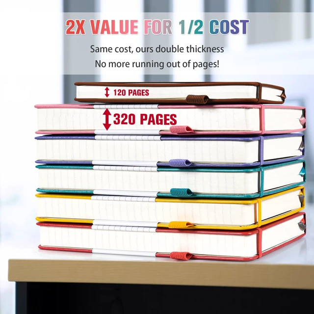 Alt view image 2 of 6 - 5 Pack College Ruled Notebook Bulk, A5, 312 Numbered Page Thick Journal Set