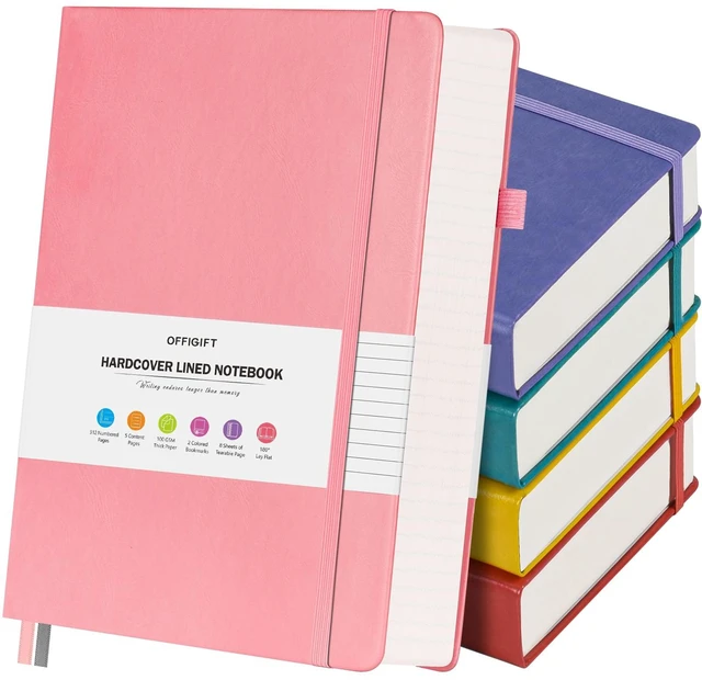 Main image of 5 Pack College Ruled Notebook Bulk, A5, 312 Numbered Page Thick Journal Set