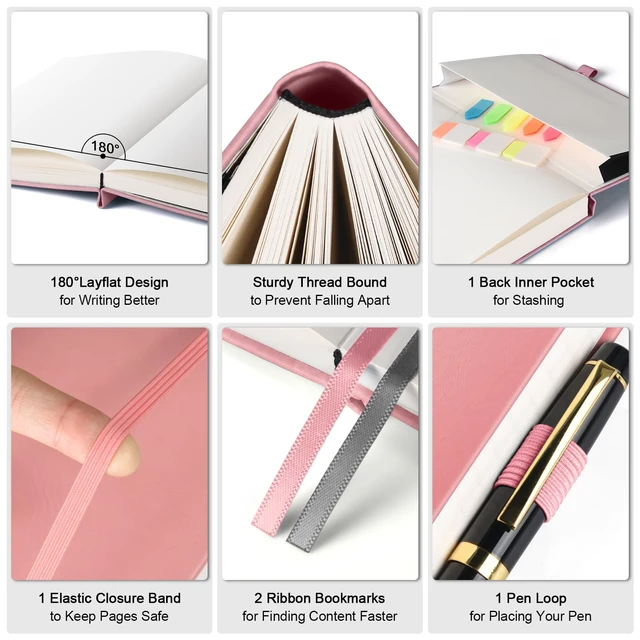 Alt view image 4 of 6 - 5 Pack College Ruled Notebook Bulk, A5, 312 Numbered Page Thick Journal Set