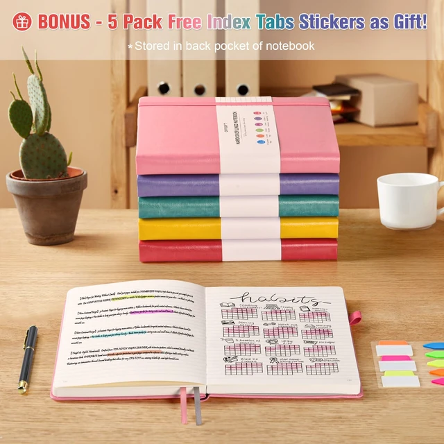 Alt view image 6 of 6 - 5 Pack College Ruled Notebook Bulk, A5, 312 Numbered Page Thick Journal Set