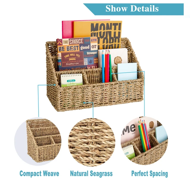 Alt view image 3 of 7 - Mail Organizer Countertops, Desk Organizer Bills Organizer, Mail Sorters Organizers, Pencil Holder Magazine File Holder, Desk Organizer and Accessories(Seagrass)