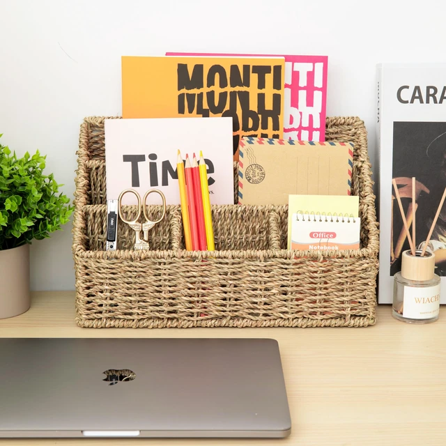Alt view image 4 of 7 - Mail Organizer Countertops, Desk Organizer Bills Organizer, Mail Sorters Organizers, Pencil Holder Magazine File Holder, Desk Organizer and Accessories(Seagrass)