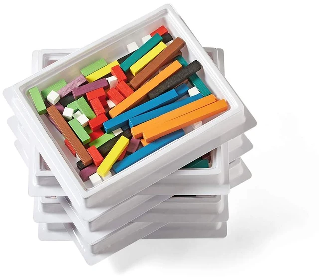 Main image of Plastic Cuisenaire Rods with Trays, Math Manipulatives, Montessori Math Rods, Math Counters, Math Blocks, Counting Blocks, Montessori Math, Fraction Bars, Number Rods (Set of 6)