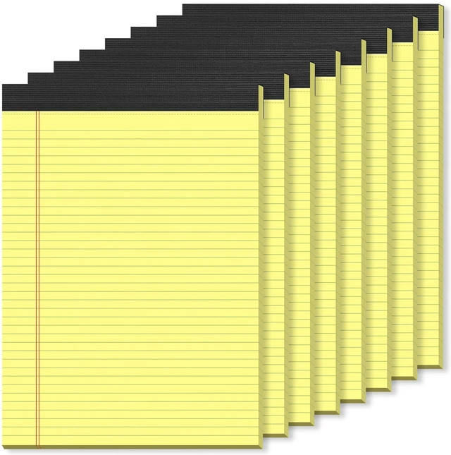 Main image of 8 Pack Yellow Legal Pads 8.5 x 11 Yellow Notepads Narrow Ruled Writing Pad Narrow Ruled Note Pads Double-Sided Recycled Paper, 30 Sheets/Notepad, Writing Pads 8.5 x 11 for Home,School,Office,Students
