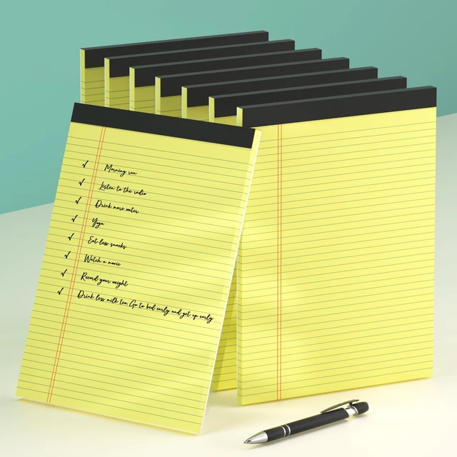 Alt view image 7 of 7 - 8 Pack Yellow Legal Pads 8.5 x 11 Yellow Notepads Narrow Ruled Writing Pad Narrow Ruled Note Pads Double-Sided Recycled Paper, 30 Sheets/Notepad, Writing Pads 8.5 x 11 for Home,School,Office,Students