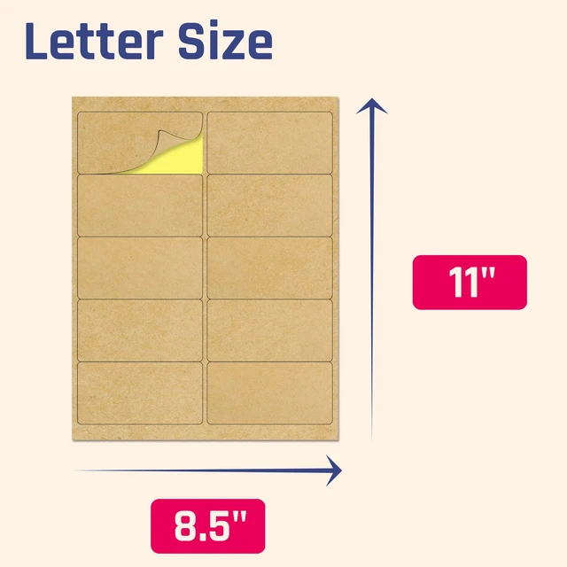 Alt view image 5 of 7 - 4" x 2", Printable Brown Kraft Labels Stickers - 150 Sheets, 1500 Pieces Laser/Inkjet Printing, comes with Print Templates