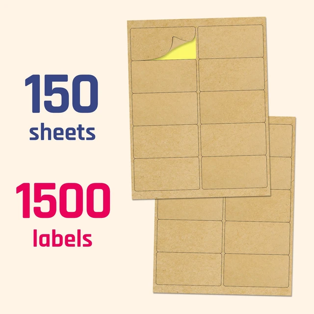 Alt view image 6 of 7 - 4" x 2", Printable Brown Kraft Labels Stickers - 150 Sheets, 1500 Pieces Laser/Inkjet Printing, comes with Print Templates