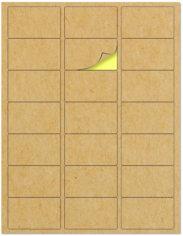Main image of 2.5" x 1.5", Printable Brown Kraft Labels Stickers - 150 Sheets Laser/Inkjet Printing, comes with Print Templates