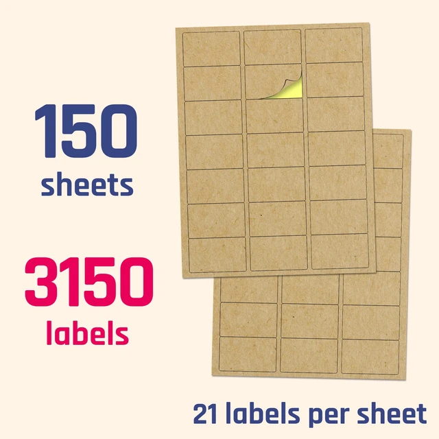 Alt view image 2 of 7 - 2.5" x 1.5", Printable Brown Kraft Labels Stickers - 150 Sheets Laser/Inkjet Printing, comes with Print Templates