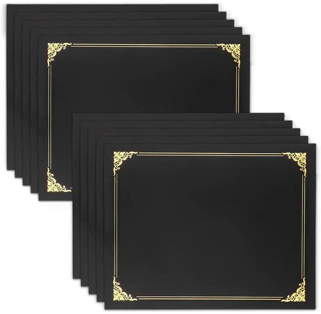 Main image of 50 Packs Certificate Holders, Black Certificate Covers, Diploma Holders Certificate Folders with Gold Foil Border for Letter Size 8.5" x 11" Certificates, Diploma, Documents, Award Cover